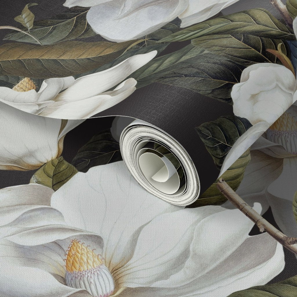 Lovely Magnolias: Black Wallpaper