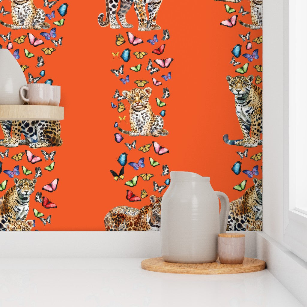 Cheetah and Butterflies Wallpaper