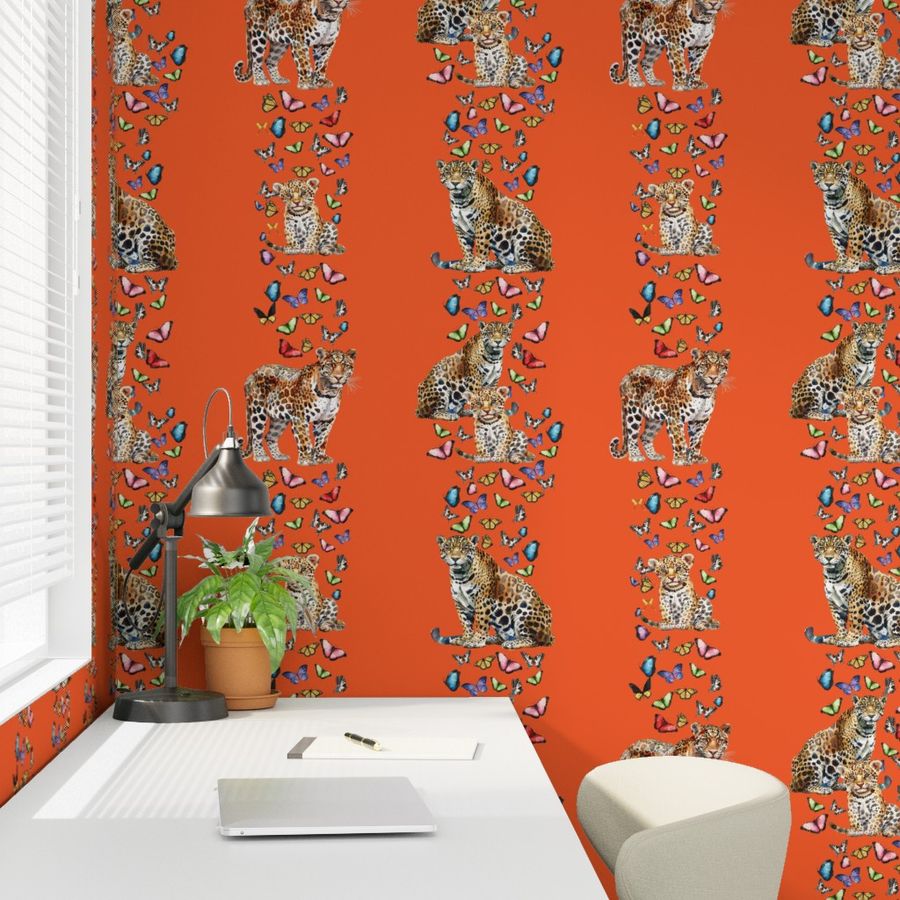 Cheetah and Butterflies Wallpaper