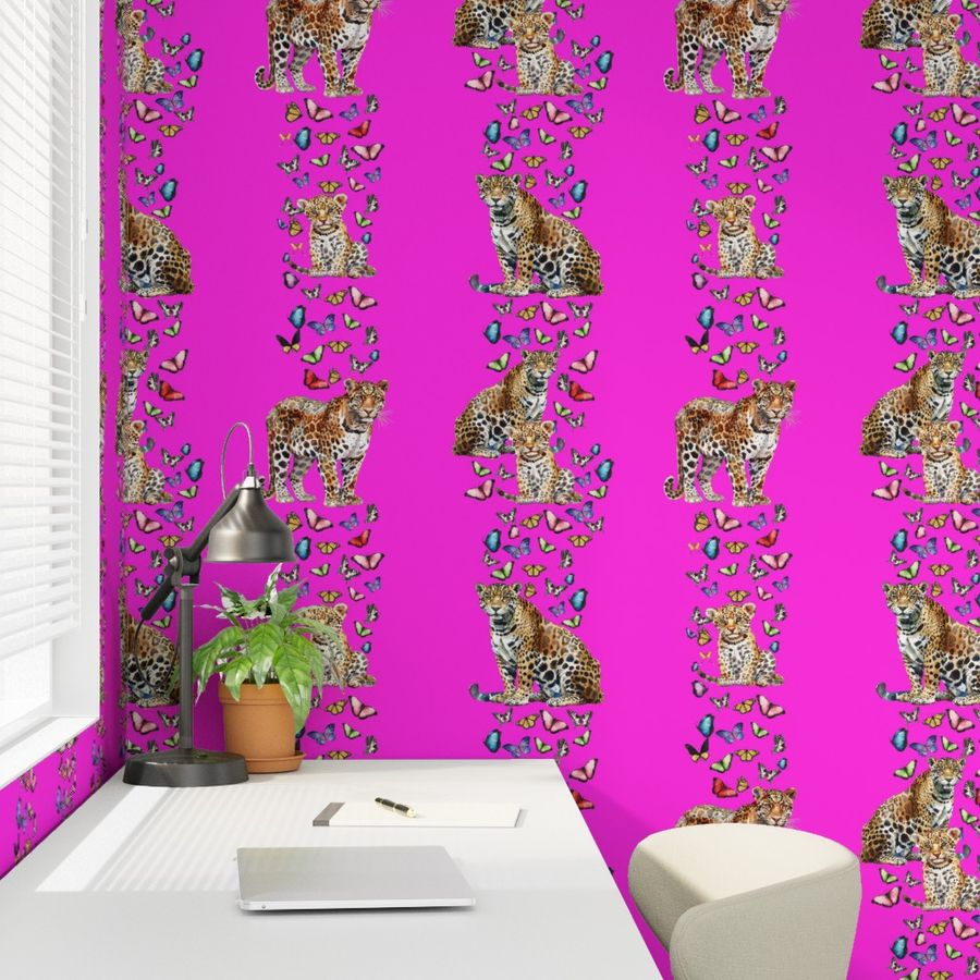 Cheetah and Butterflies Wallpaper