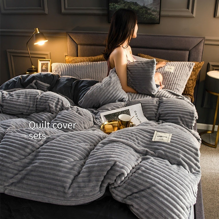 Single Double Quilt Cover Three-piece Set Winter Body Keep Warm