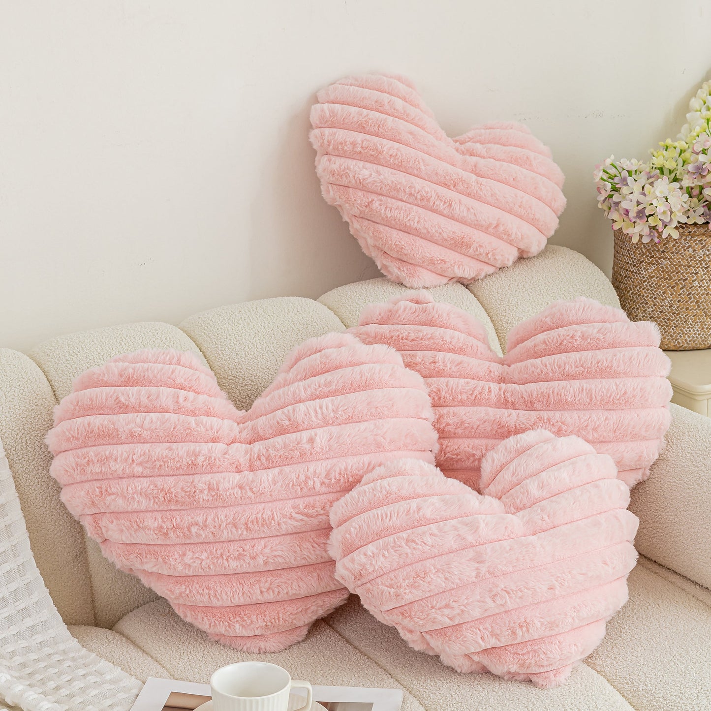 Striped Heart-Shaped Decorative Cushion For Princess-Style Girls Rooms And Living Rooms