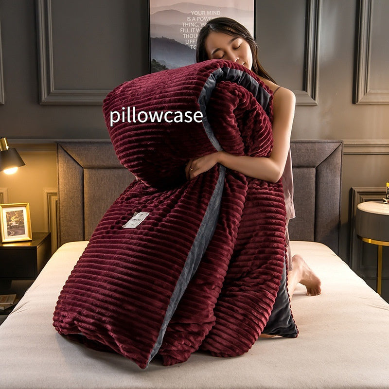 Single Double Quilt Cover Three-piece Set Winter Body Keep Warm
