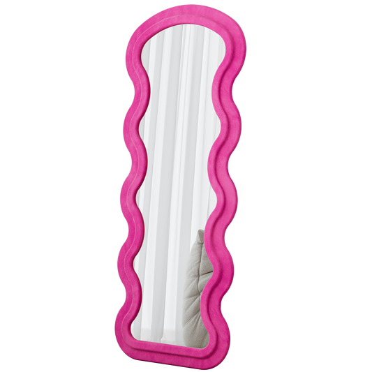 Flannel Full Length Wave Rose Floor Mirror  For Bedroom Living Room Hanging Or Against The Wall