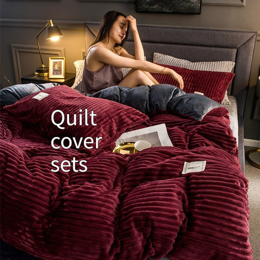 Single Double Quilt Cover Three-piece Set Winter Body Keep Warm