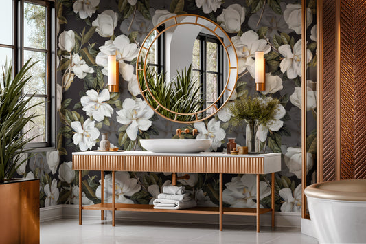 Lovely Magnolias: Black Wallpaper