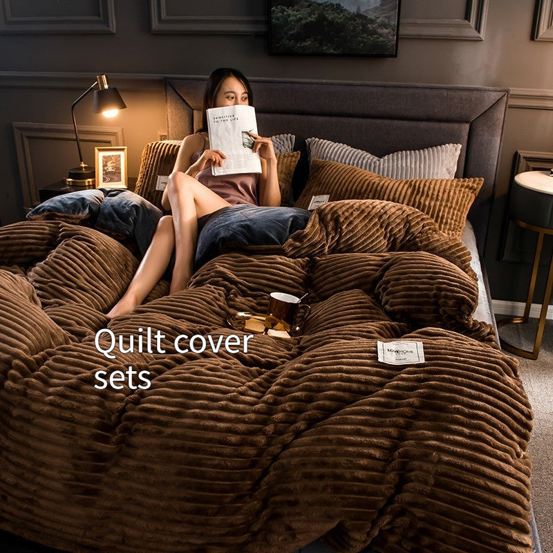 Single Double Quilt Cover Three-piece Set Winter Body Keep Warm