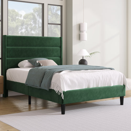 Linen Bed Frame With Slatted Frame
